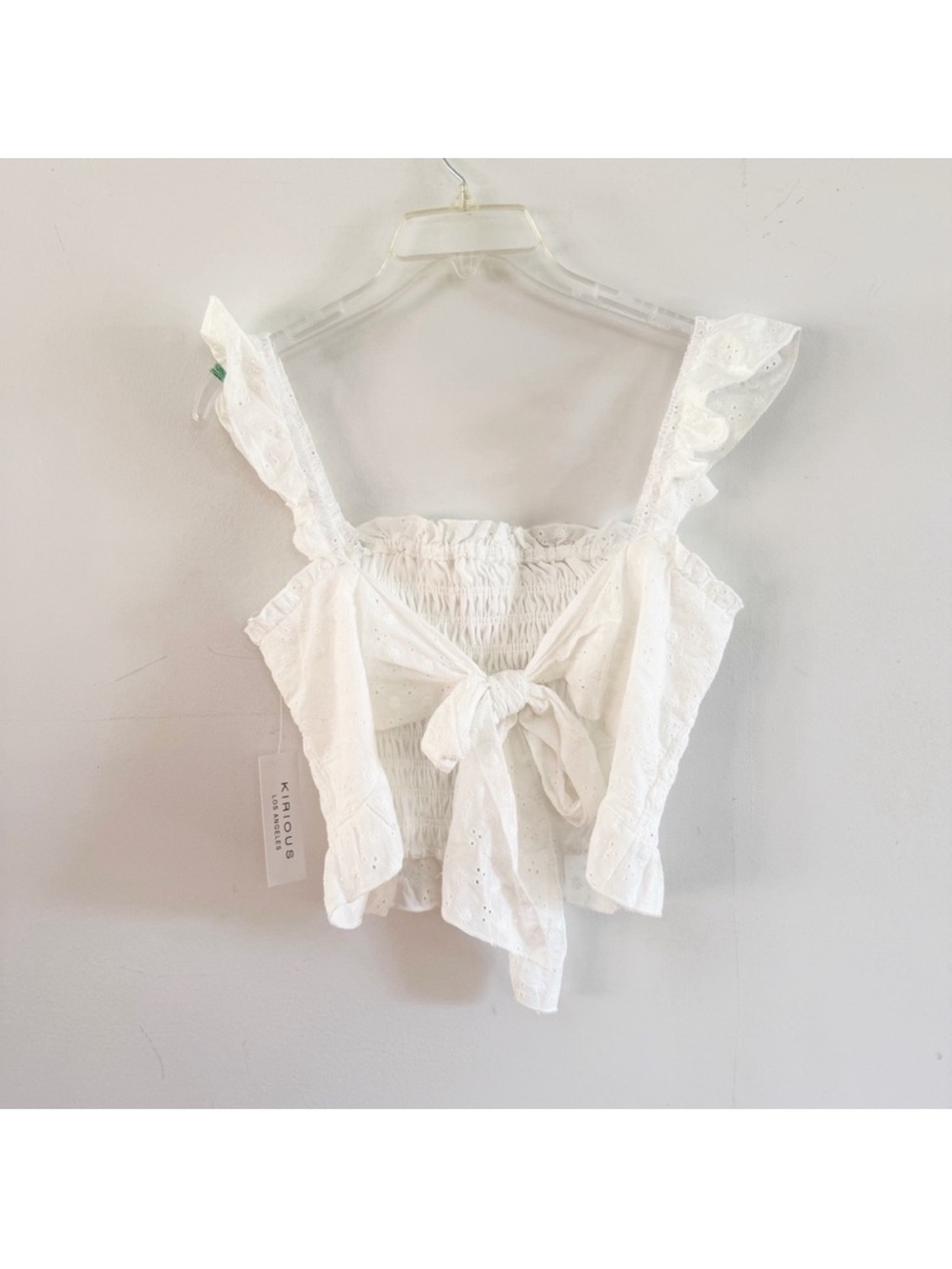 NWT Kirious Women 100% Cotton Eyelet Tie Back Top Medium Cottage Boho Coquette - Picture 3 of 7
